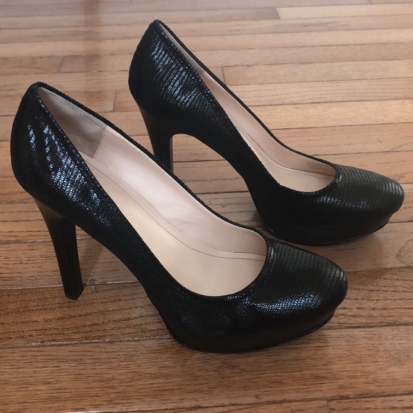 Calvin Klein Shoes - Like New Calvin Klein black faux snakeskin heels